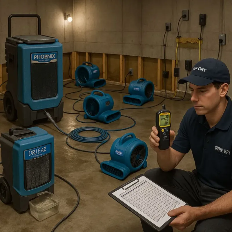 Structural Drying and Dehumidification process in Marina del Rey, CA